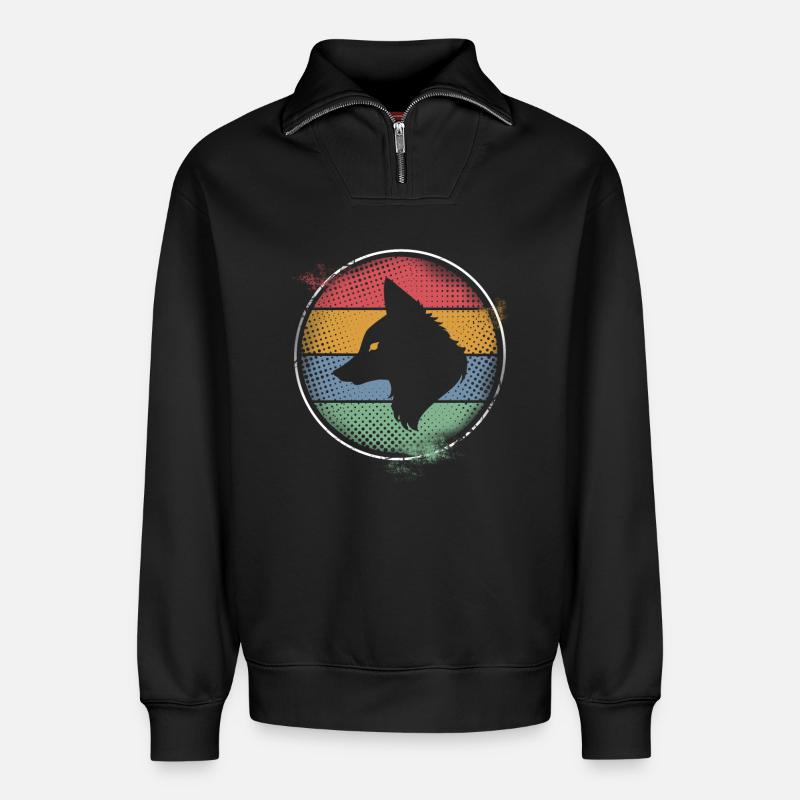 Fuchs - Relaxed Unisex Organic Half Zip Sweatshirt – von SPREAD - Schwarz