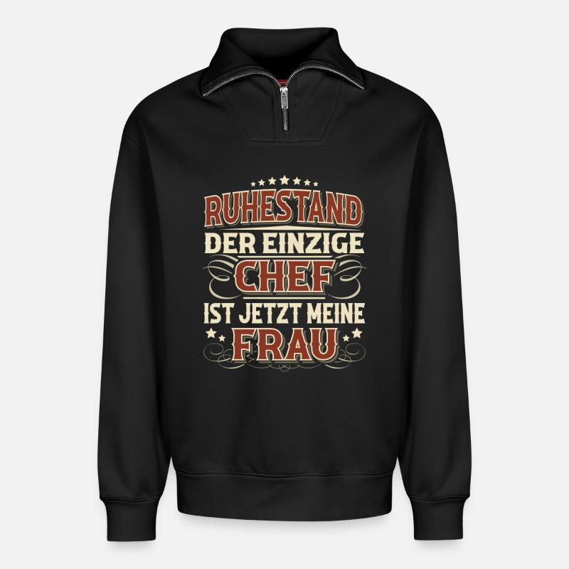 Rentner Ruhestand - Relaxed Unisex Organic Half Zip Sweatshirt – von SPREAD - Schwarz