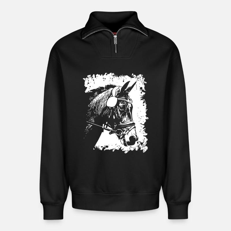 Pferd - Relaxed Unisex Organic Half Zip Sweatshirt – von SPREAD - Schwarz