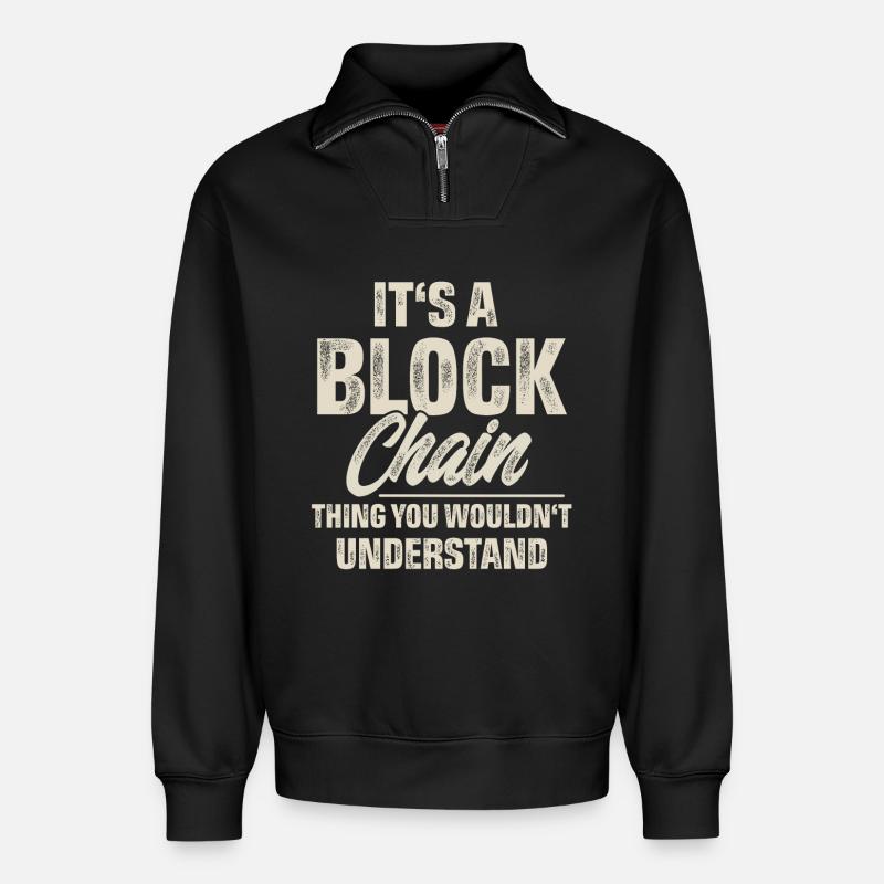 Krypto Blockchain - Relaxed Unisex Organic Half Zip Sweatshirt – von SPREAD - Schwarz