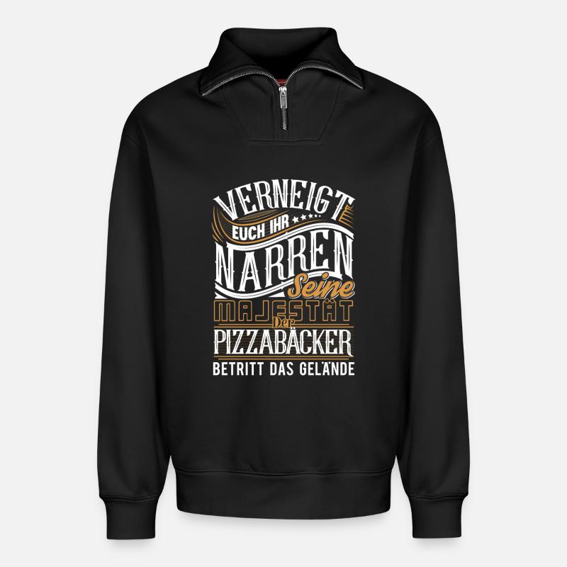 Pizzabäcker - Relaxed Unisex Organic Half Zip Sweatshirt – von SPREAD - Schwarz