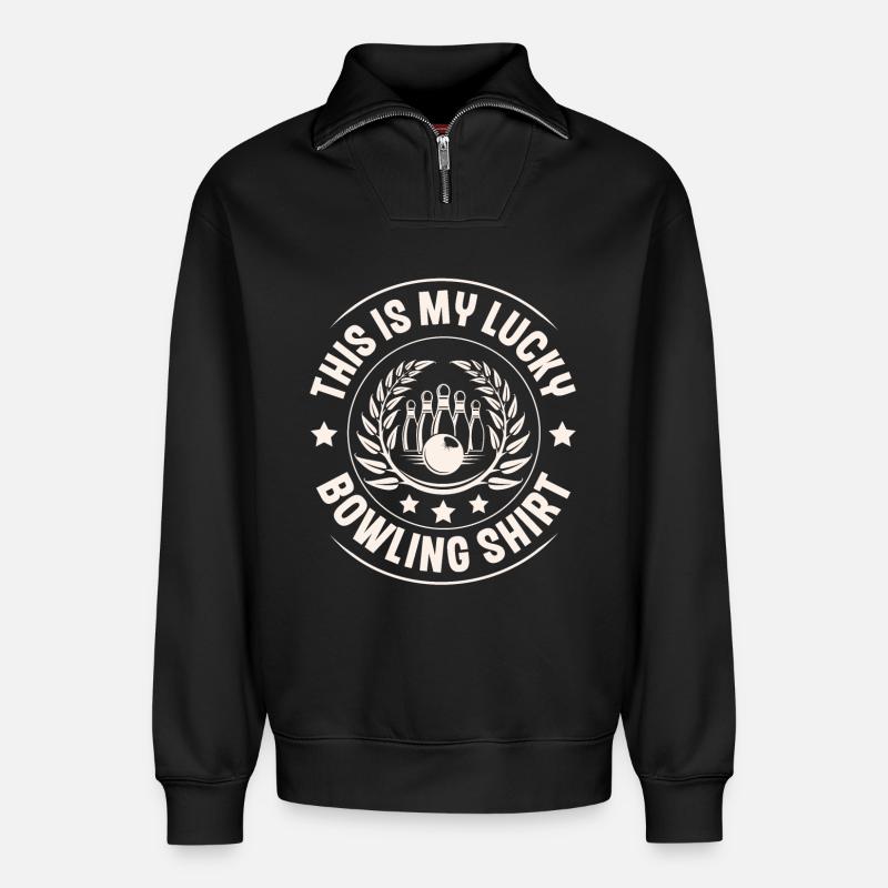 Bowling - Relaxed Unisex Organic Half Zip Sweatshirt – von SPREAD - Schwarz