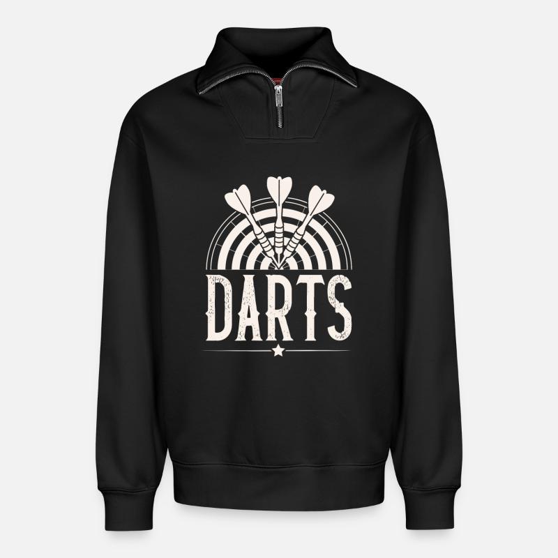Dart Darten Fléchettes - Sweat unisexe décontracté en coton biologique à demi-zip – de SPREAD - noir