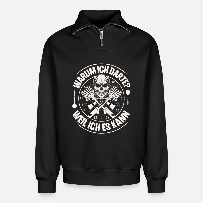 Dart Darten Darts - Relaxed Unisex Organic Half Zip Sweatshirt – von SPREAD - Schwarz