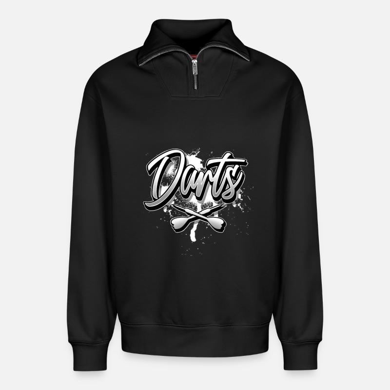 Darts - Relaxed Unisex Organic Half Zip Sweatshirt – von SPREAD - Schwarz