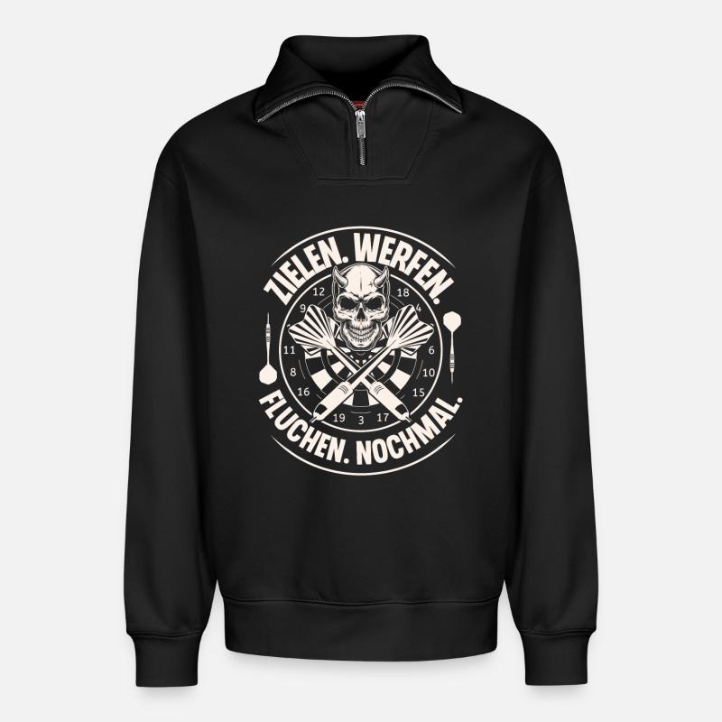 Darts Dart Darten - Relaxed Unisex Organic Half Zip Sweatshirt – von SPREAD - Schwarz