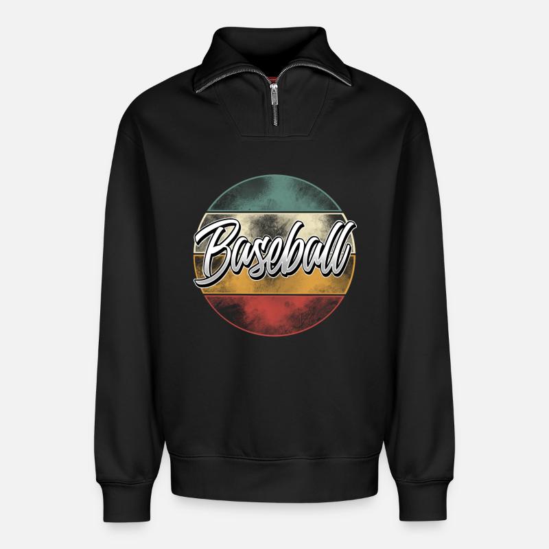Baseball - Relaxed Unisex Organic Half Zip Sweatshirt – von SPREAD - Schwarz