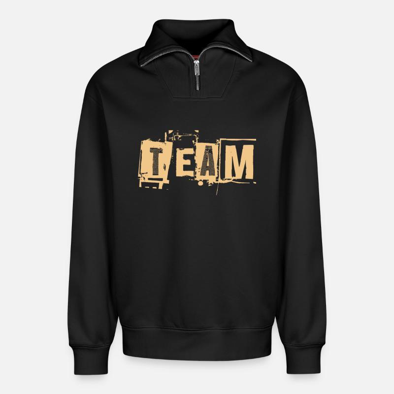 Team - Relaxed Unisex Organic Half Zip Sweatshirt – by SPREAD - black