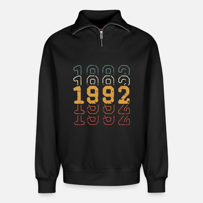 1992 - Relaxed Unisex Organic Half Zip Sweatshirt – von SPREAD - Schwarz