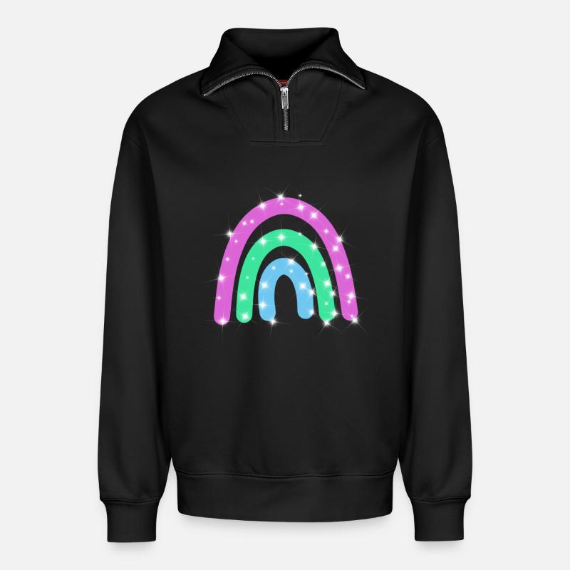 Polysexual Glitzer Regenbogen - Relaxed Unisex Organic Half Zip Sweatshirt – von SPREAD - Schwarz