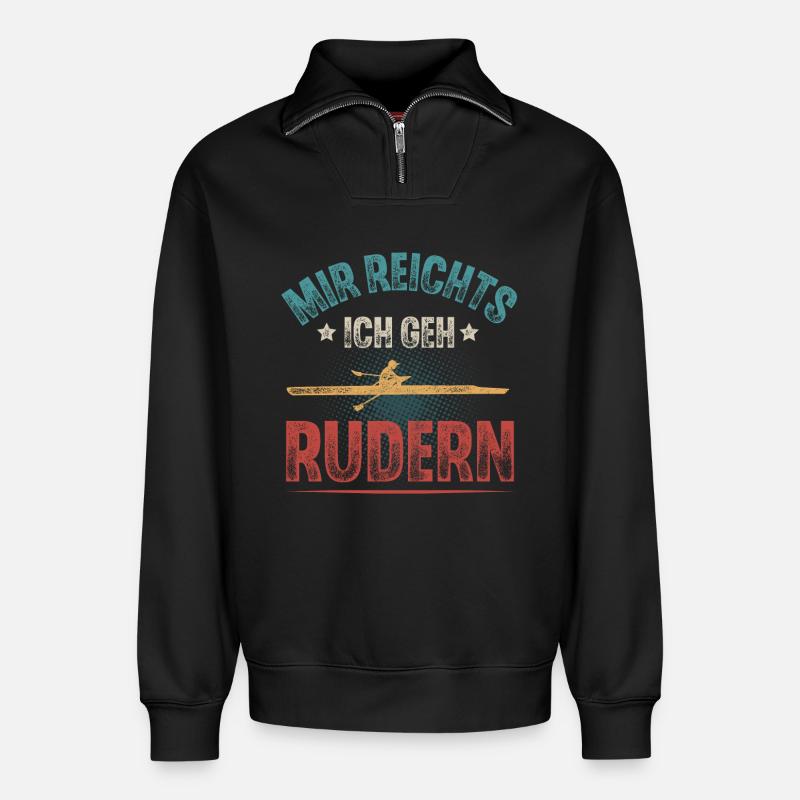 Rudern Ruderer Ruderboot - Relaxed Unisex Organic Half Zip Sweatshirt – von SPREAD - Schwarz