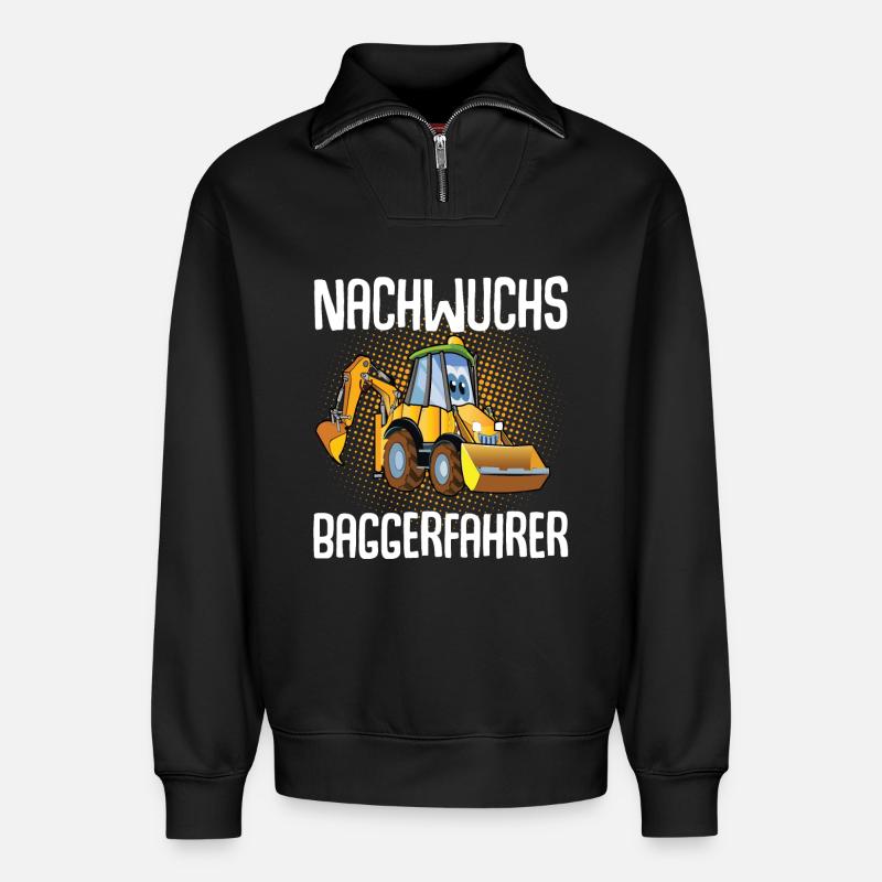 Nachwuchs Baggerfahrer - Relaxed Unisex Organic Half Zip Sweatshirt – von SPREAD - Schwarz
