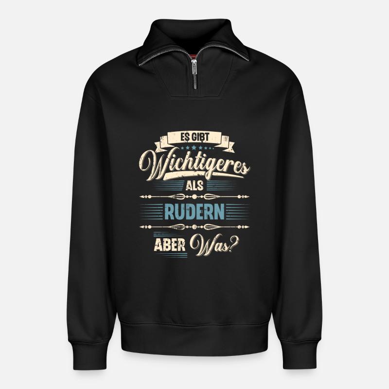 Rudern Ruderer Ruderboot - Relaxed Unisex Organic Half Zip Sweatshirt – von SPREAD - Schwarz