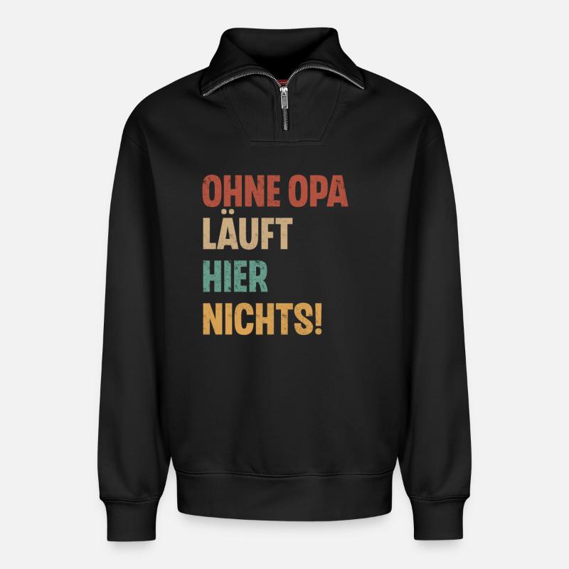Opa - Relaxed Unisex Organic Half Zip Sweatshirt – von SPREAD - Schwarz