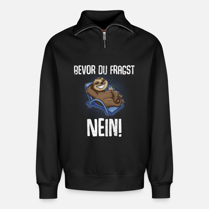 Bevor Du Fragst Nein! - Relaxed Unisex Organic Half Zip Sweatshirt – von SPREAD - Schwarz