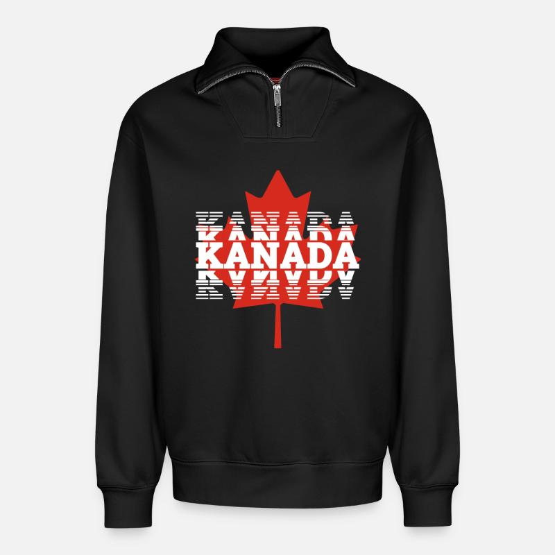 Kanada - Relaxed Unisex Organic Half Zip Sweatshirt – von SPREAD - Schwarz