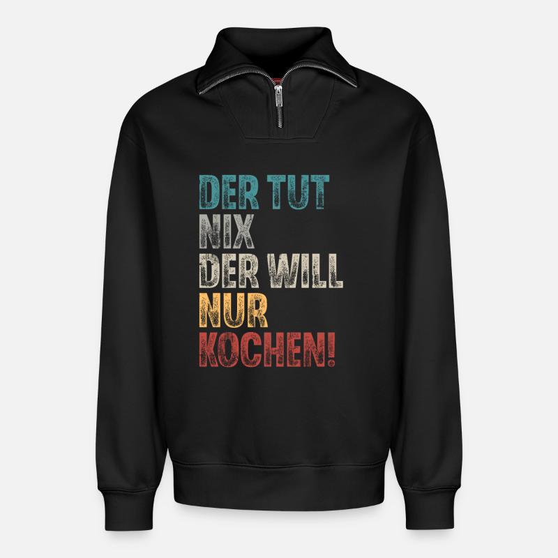 Koch - Relaxed Unisex Organic Half Zip Sweatshirt – von SPREAD - Schwarz