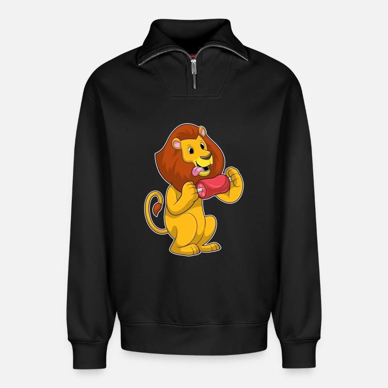 Löwe mit Fleisch - Relaxed Unisex Organic Half Zip Sweatshirt – von SPREAD - Schwarz