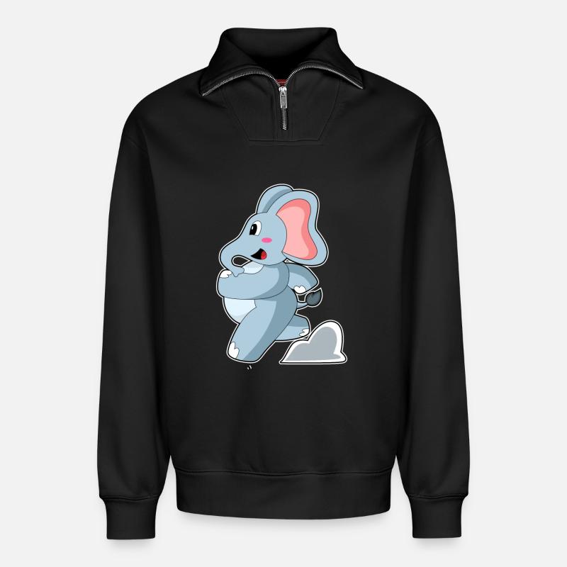 Elefant als Jogger - Relaxed Unisex Organic Half Zip Sweatshirt – von SPREAD - Schwarz