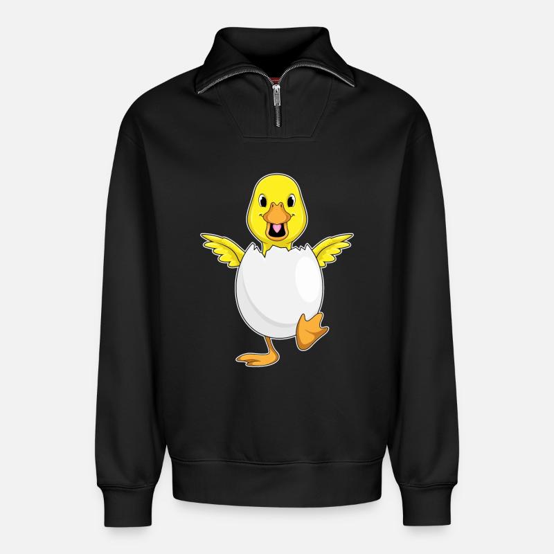 Duck Eggshell - Relaxed Unisex Organic Half Zip Sweatshirt – by SPREAD - black