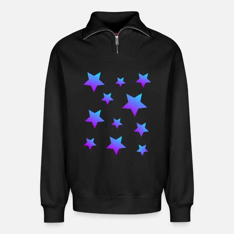 Star Star Pack Bleu-Violet - Sweat unisexe décontracté en coton biologique à demi-zip – de SPREAD - noir
