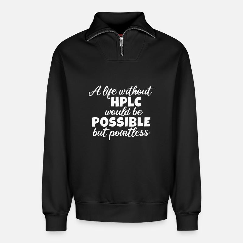 High Performance Liquid Chromatography HPLC - Relaxed Unisex Organic Half Zip Sweatshirt – von SPREAD - Schwarz