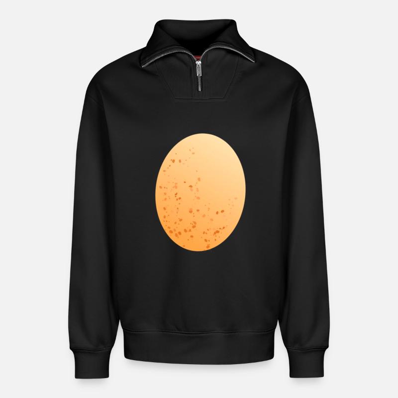 Egg chicken egg - Relaxed Unisex Organic Half Zip Sweatshirt – by SPREAD - black