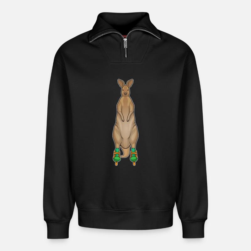 Känguru Inline skating Inline skates - Relaxed Unisex Organic Half Zip Sweatshirt – von SPREAD - Schwarz