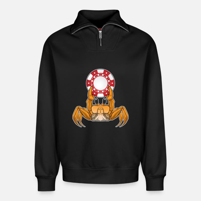 Krabbe Poker Pokerchips - Relaxed Unisex Organic Half Zip Sweatshirt – von SPREAD - Schwarz