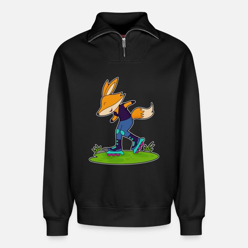 Fuchs Inline skating Inline skates - Relaxed Unisex Organic Half Zip Sweatshirt – by SPREAD - black