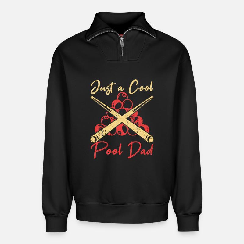 Billard Papa - Relaxed Unisex Organic Half Zip Sweatshirt – von SPREAD - Schwarz
