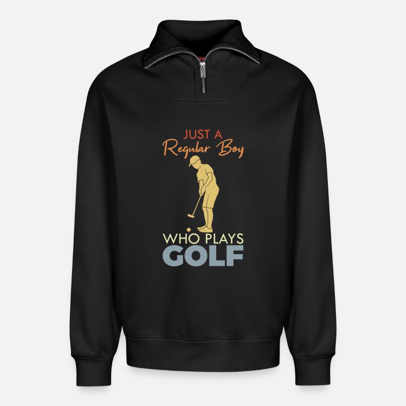 Golf Junge - Relaxed Unisex Organic Half Zip Sweatshirt – von SPREAD - Schwarz