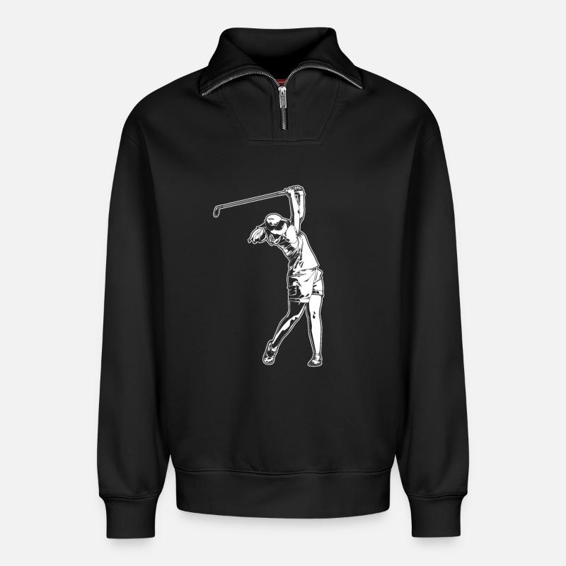 Golfeuses - Sweat unisexe décontracté en coton biologique à demi-zip – de SPREAD - noir