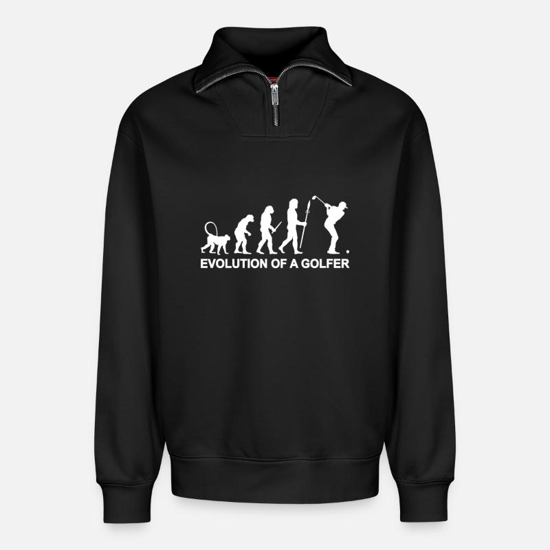 Evolution eines Golfers - Relaxed Unisex Organic Half Zip Sweatshirt – von SPREAD - Schwarz