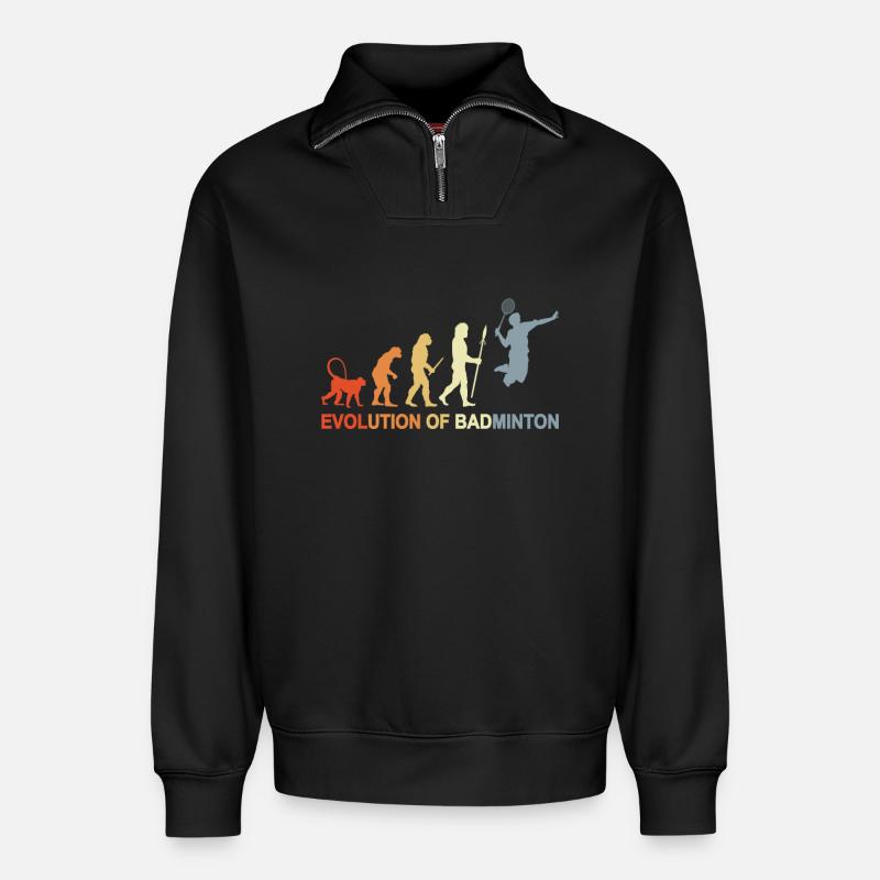 Badminton Evolution - Relaxed Unisex Organic Half Zip Sweatshirt – by SPREAD - black