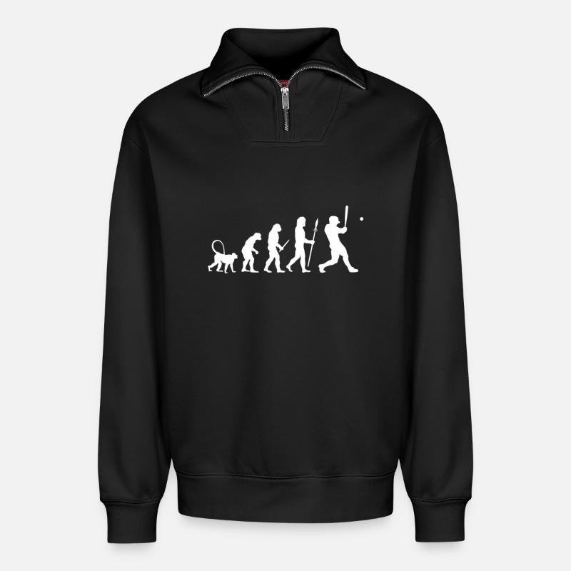 Evolution des Baseball - Relaxed Unisex Organic Half Zip Sweatshirt – von SPREAD - Schwarz