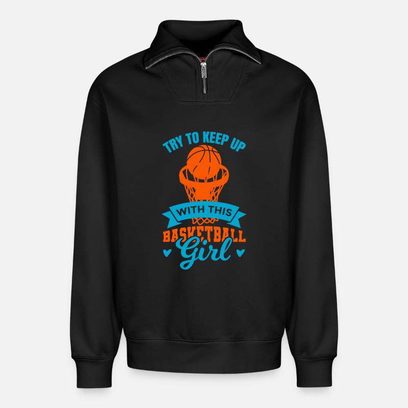 Basketteur - Sweat unisexe décontracté en coton biologique à demi-zip – de SPREAD - noir