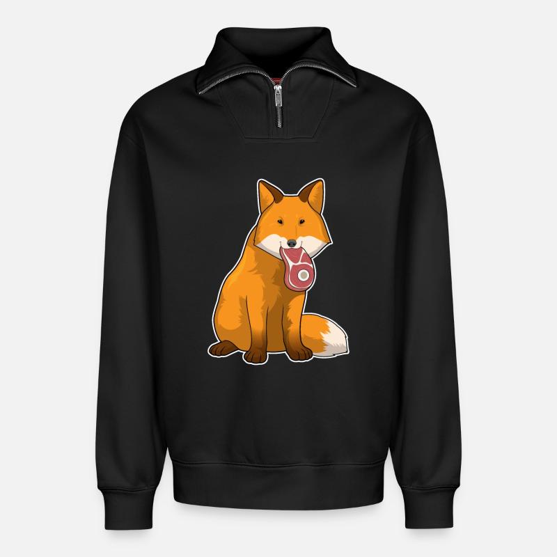 Fuchs Fleisch - Relaxed Unisex Organic Half Zip Sweatshirt – von SPREAD - Schwarz