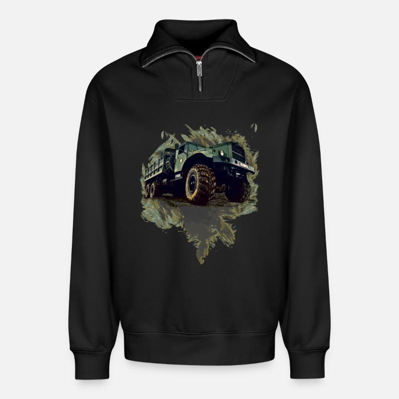Kraz LKW - Relaxed Unisex Organic Half Zip Sweatshirt – von SPREAD - Schwarz