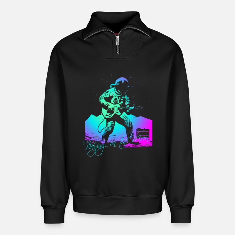 Playing On The Moon - Relaxed Unisex Organic Half Zip Sweatshirt – von SPREAD - Schwarz