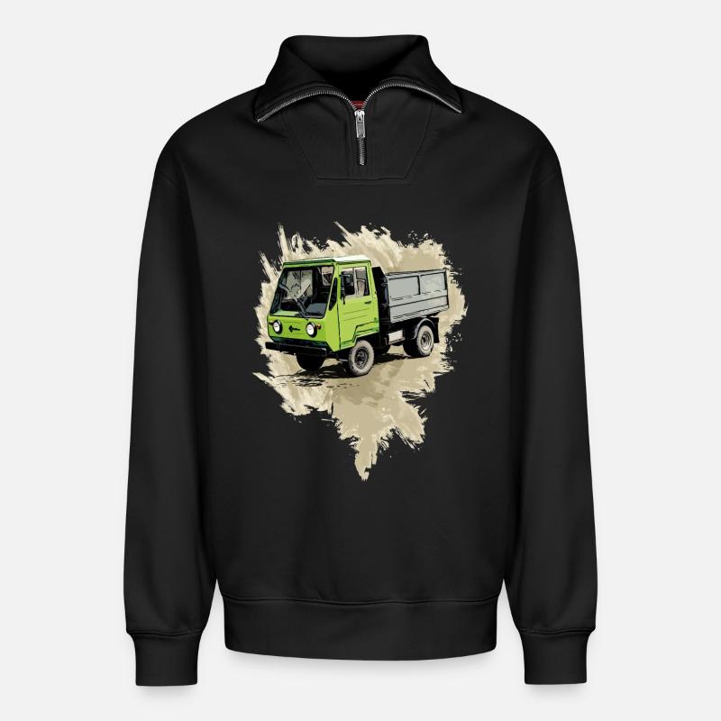Multicar 25 - Relaxed Unisex Organic Half Zip Sweatshirt – von SPREAD - Schwarz