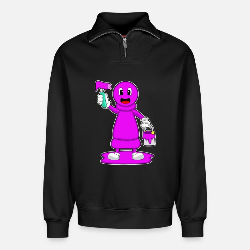 Schachfigur Bauer Schach Maler - Relaxed Unisex Organic Half Zip Sweatshirt – von SPREAD - Schwarz