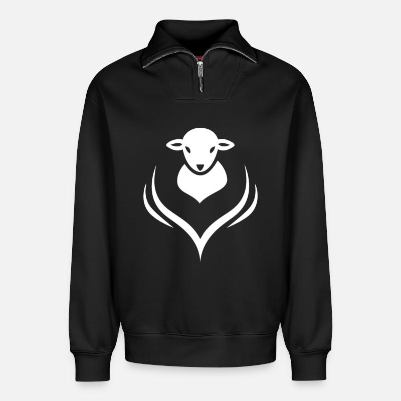 Lamm Lämmchen Schaf Schäfer - Relaxed Unisex Organic Half Zip Sweatshirt – von SPREAD - Schwarz