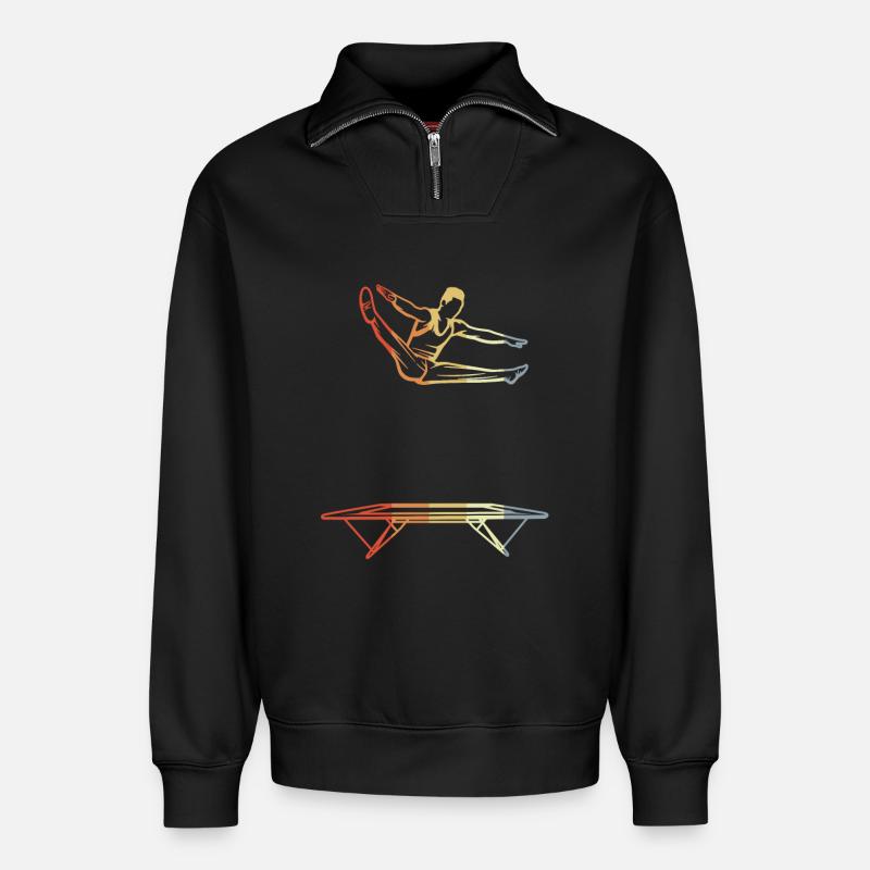 Lustiger Trampolin Junge - Relaxed Unisex Organic Half Zip Sweatshirt – von SPREAD - Schwarz