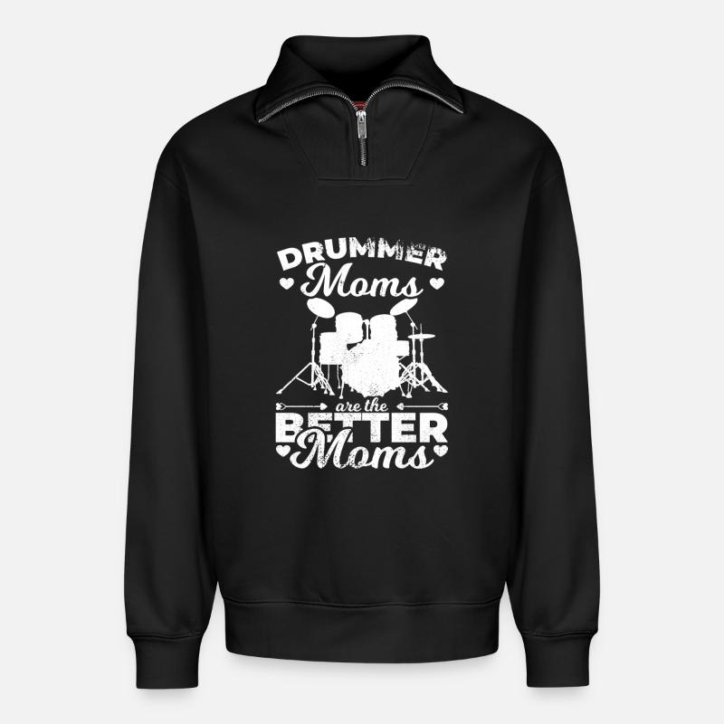 Schlagzeuger Mutter - Relaxed Unisex Organic Half Zip Sweatshirt – von SPREAD - Schwarz