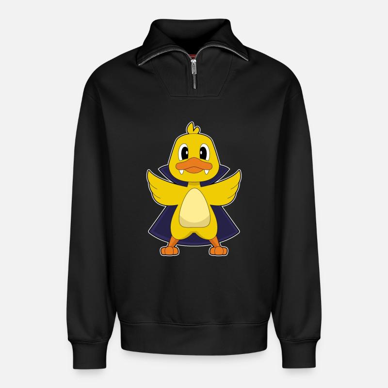 Duck Vampire - Relaxed Unisex Organic Half Zip Sweatshirt – by SPREAD - black