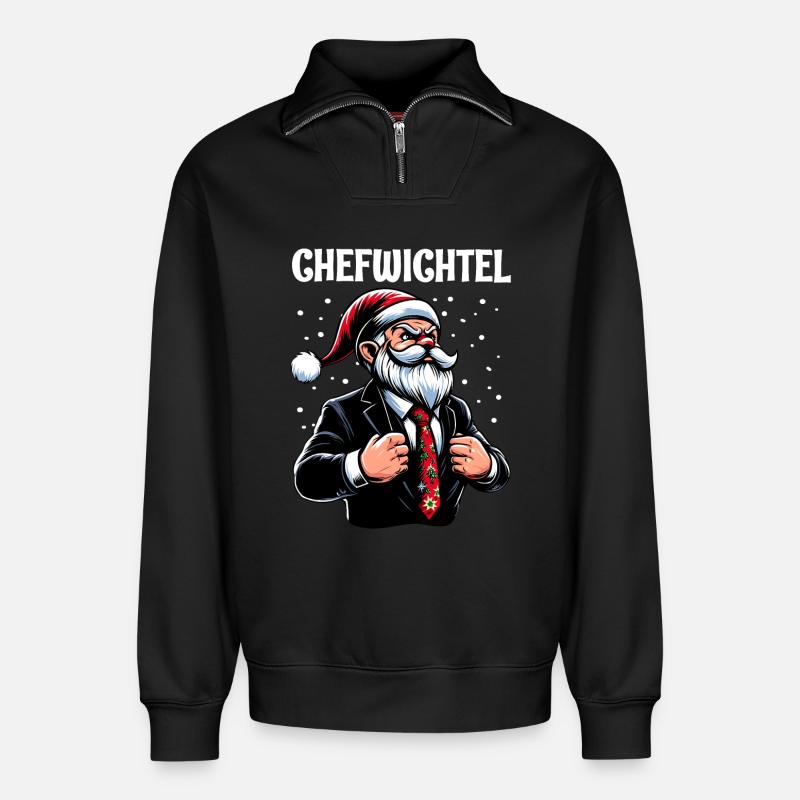 Chefwichtel Weihnachts Gnome - Relaxed Unisex Organic Half Zip Sweatshirt – von SPREAD - Schwarz