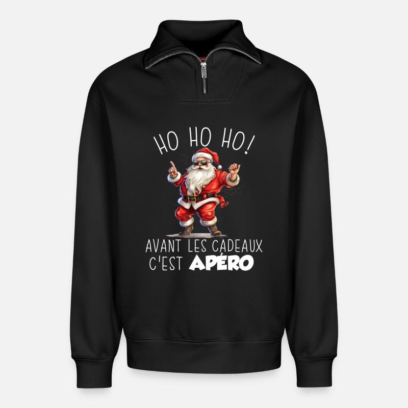 Pull Moche De Noël - Sweat unisexe décontracté en coton biologique à demi-zip – de SPREAD - noir