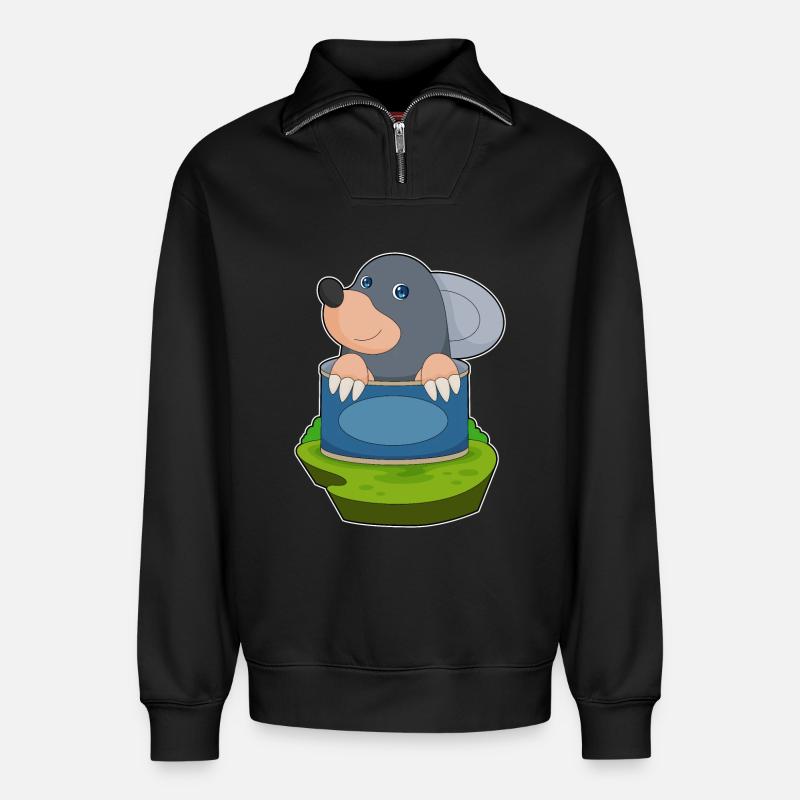 Mole Tin - Relaxed Unisex Organic Half Zip Sweatshirt – by SPREAD - black