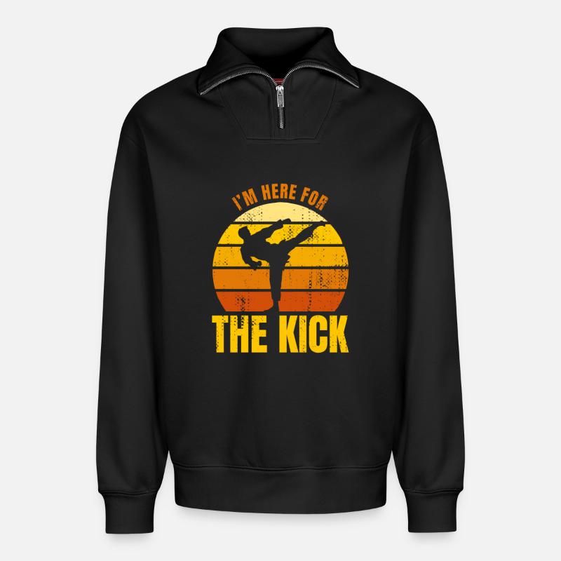 Karateka Witz - Relaxed Unisex Organic Half Zip Sweatshirt – von SPREAD - Schwarz